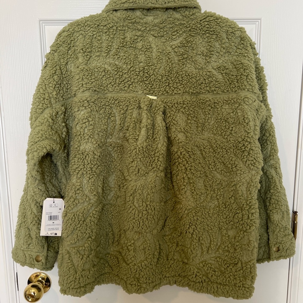 Billabong Sundown Faux Fur Sherpa Jacket Avocado Green NWT Size M Nordstrom - Picture 4 of 11